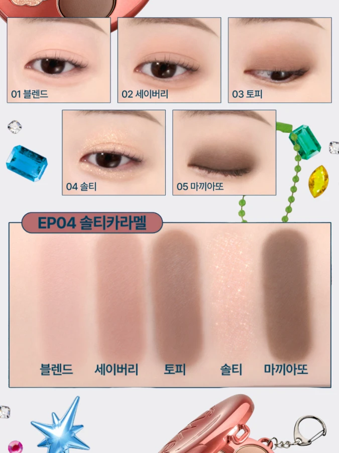 Компактная палетка теней в формате брелка fwee Pocket Eye Palette EP04 Salty Caramel