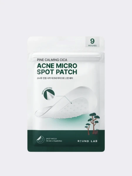 Патчи против воспалений с экстрактом сосны и микроиглами Round Lab Pine Calming Cica Acne Micro Spot Patch