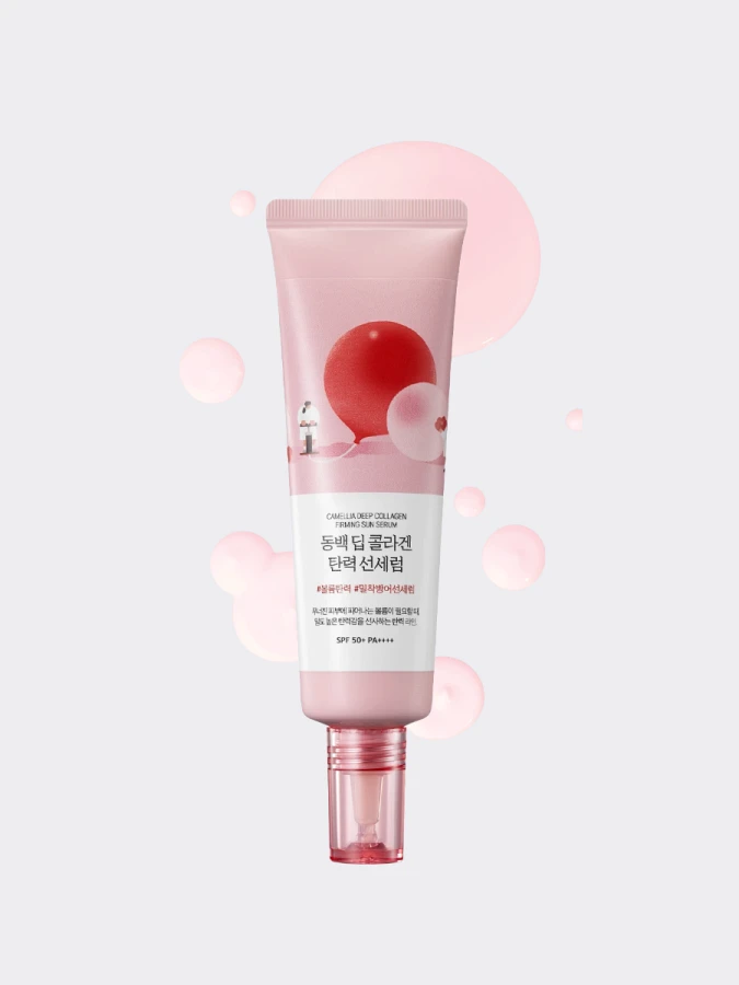 Солнцезащитный флюид с экстрактом камелии Round Lab Camellia Deep Collagen Firming Sun Serum SPF50+ PA++++