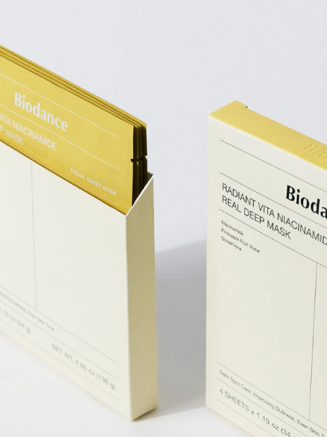 Набор гидрогелевых масок с ниацинамидом Biodance Radiant Vita Niacinamide Real Deep Mask Set