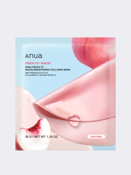Тонизирующая гидрогелевая маска для сияния кожи с экстрактом персика ANUA Peach 70 Niacin Brightening Collagen Mask Тонизирующая гидрогелевая маска для сияния кожи с экстрактом персика ANUA Peach 70 Niacin Brightening Collagen Mask