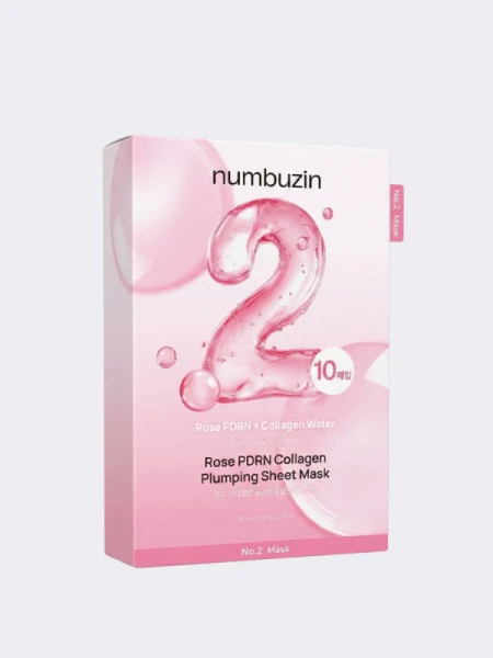 Набор укрепляющих тканевых масок для лица с ПДРН Numbuzin No.2 Rose PDRN Collagen Plumping Sheet Mask Set
