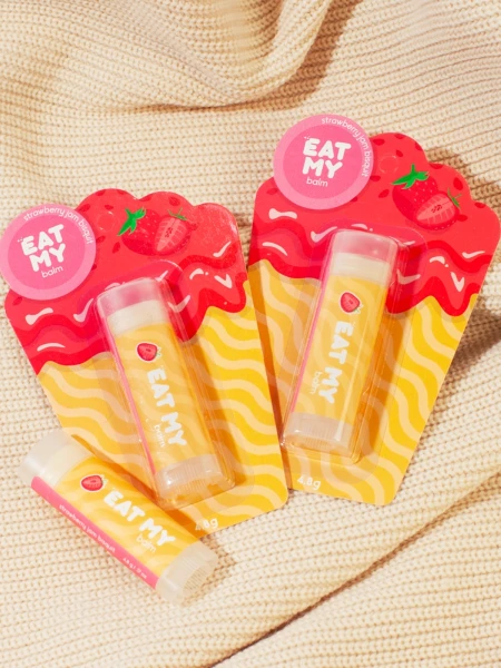 Бальзам для губ с ароматом бисквита с клубничным джемом  EAT MY BALM Strawberry Jam Bisquit
