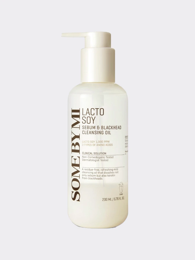 Двухфазное гидрофильное масло-молочко с ферментами соевого молока Some By Mi Lacto Soy Sebum & Blackhead Cleansing Oil