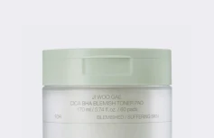 Успокаивающие тонер-пэды с экстрактом центеллы азиатской Celimax Ji Woo Gae Cica BHA Blemish Toner Pad