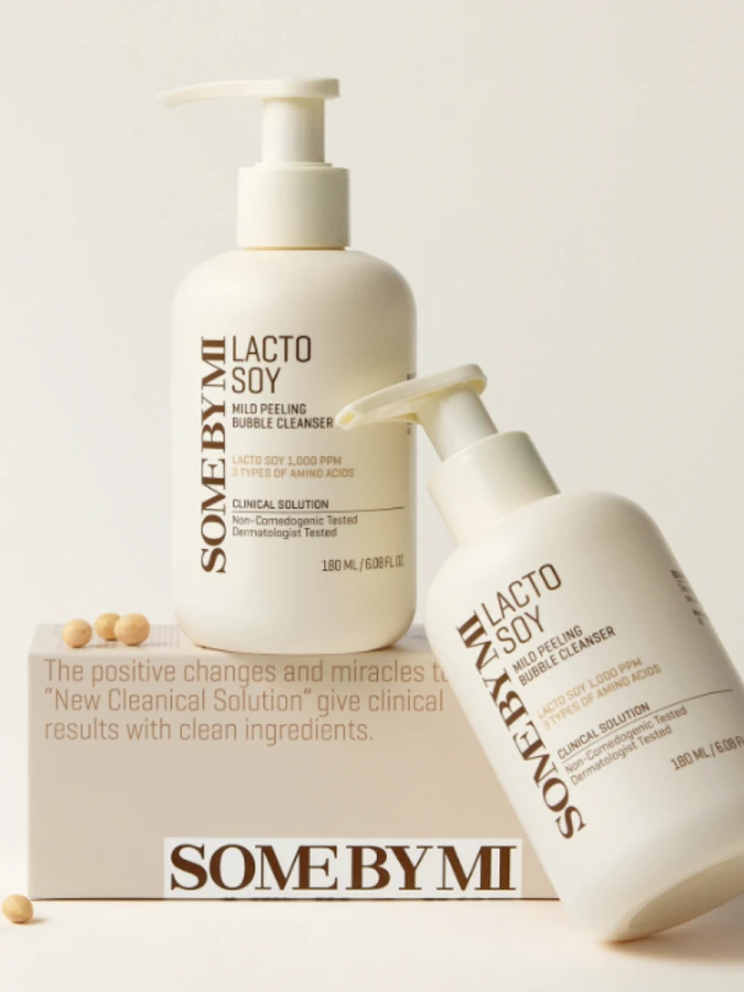 Отшелушивающая пенка для умывания с ферментами соевого молока Some By Mi Lacto Soy Mild Peeling Bubble Cleanser