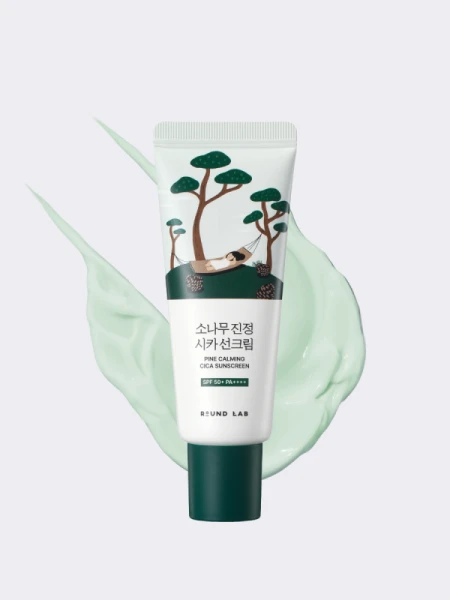 Успокаивающий солнцезащитный крем с экстрактом сосны и центеллы Round Lab Pine Calming Cica Sunscreen SPF50+ PA++++
