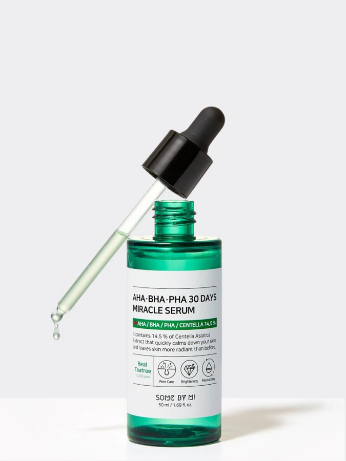 Успокаивающая сыворотка с тремя видами кислот и центеллой Some By Mi AHA BHA PHA 30 Days Miracle Serum