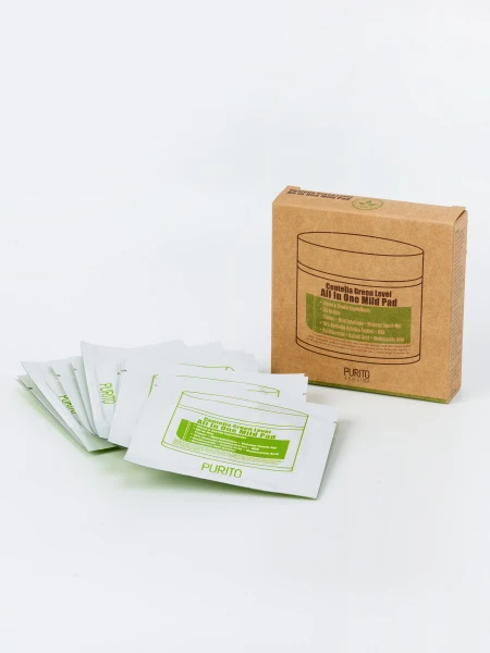 МИНИ Увлажняющие отшелушивающие пэды с центеллой PURITO Centella Green Level All In One Mild Pad