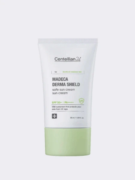 Успокаивающий солнцезащитный крем с экстрактом центеллы Centellian24 Madeca Derma Shield Safe Sun Cream