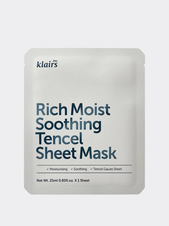 Восстанавливающая тканевая маска с керамидами Dear, Klairs Rich Moist Soothing Tencel Sheet Mask