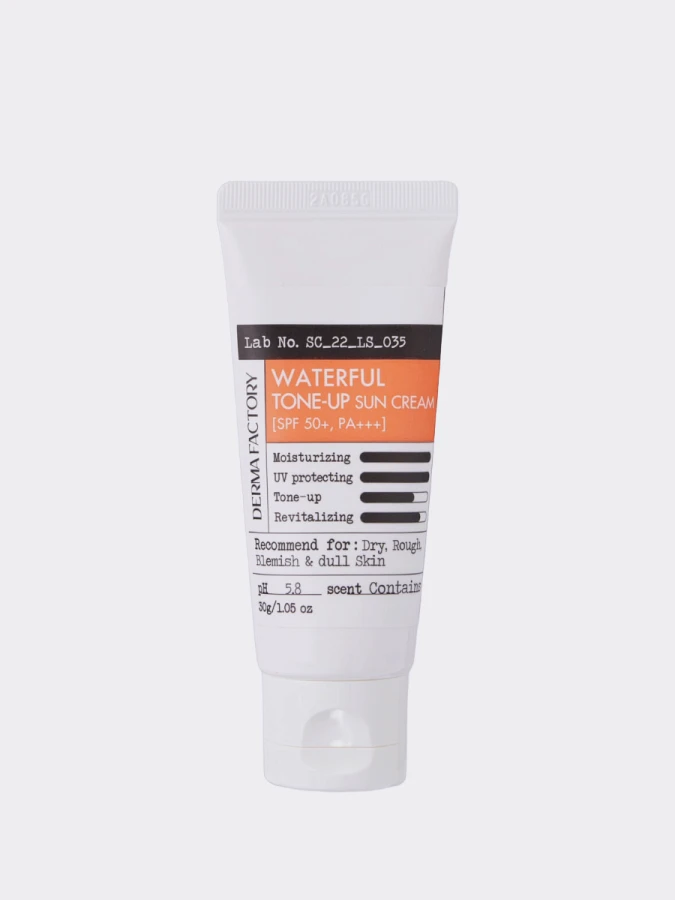Солнцезащитный крем с экстрактом облепихи Derma Factory Waterful Tone-Up Sun Cream SPF 50+ PA+++