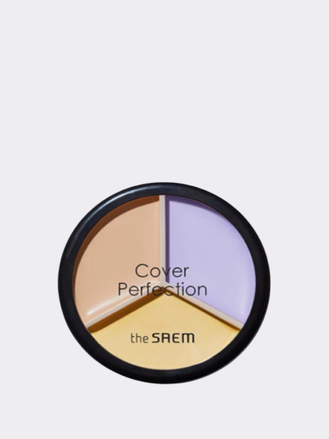 Палетка кремовых корректоров The Saem Cover Perfection Triple Pot Concealer 04 Tone Up Beige
