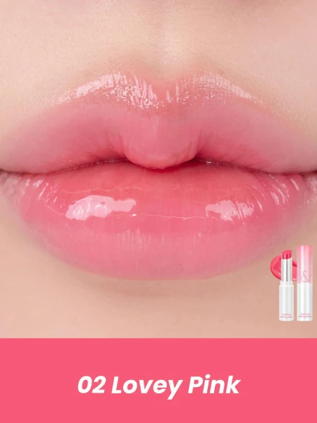 Оттеночный бальзам для губ в нежном розовом оттенке rom&nd Glasting Melting Balm 02 Lovey Pink
