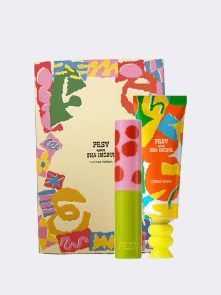 Лимитированный бокс со средствами для губ и рук FEEV Cha In Chul Collaboration Box #1 Citrus Shine + Breezy Coral