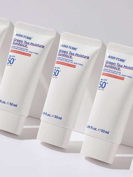 Увлажняющий солнцезащитный крем для лица с экстрактом зеленого чая ASIS-TOBE Green Tea Moisture Sunblock SPF50+PA++++