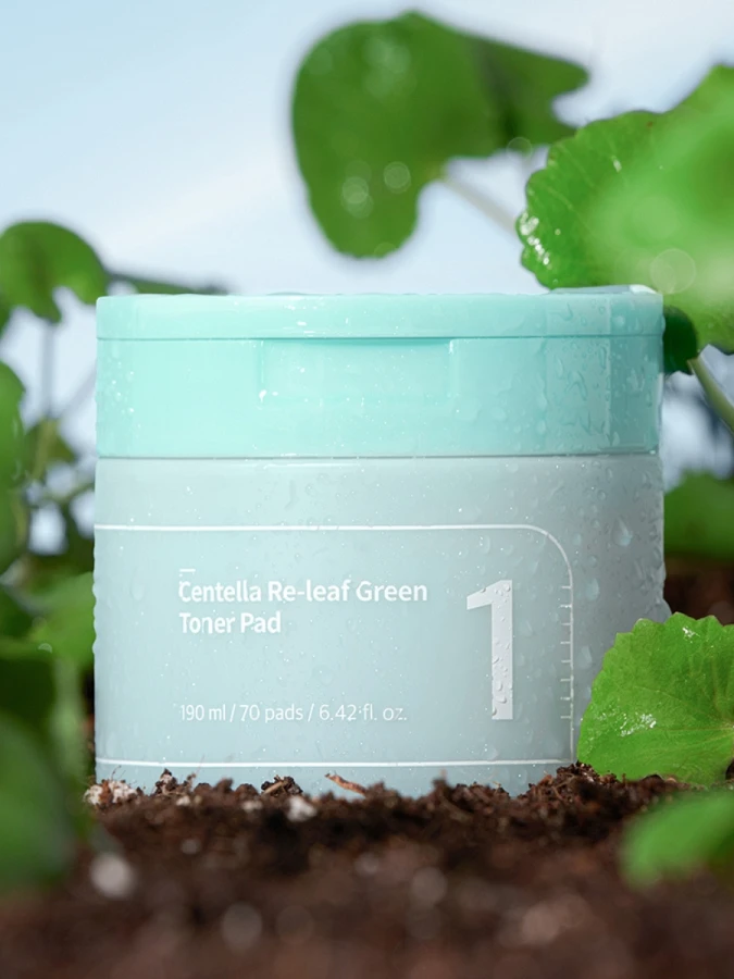 Успокаивающие тонер-диски для лица с экстрактом центеллы Numbuzin No.1 Centella Re-Leaf Green Toner Pad
