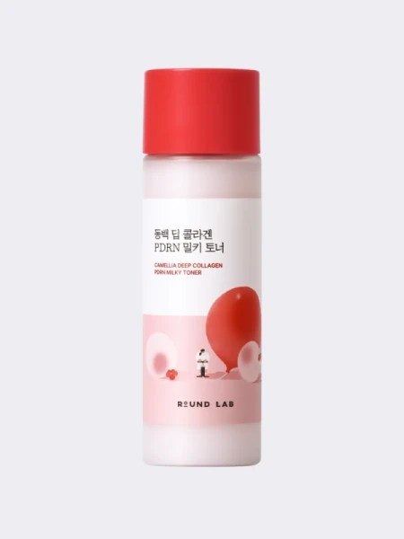Молочный тонер с экстрактом камелии и ПДРН Round Lab Camellia Deep Collagen Milky PDRN Toner