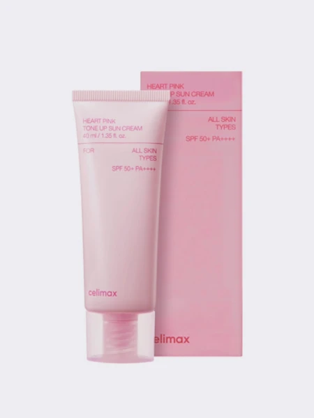 Солнцезащитный крем с эффектом выравнивания тона кожи Celimax Heart Pink Tone Up Sun Cream SPF50+ PA++++ Солнцезащитный крем с эффектом выравнивания тона кожи Celimax Heart Pink Tone Up Sun Cream SPF50+ PA++++