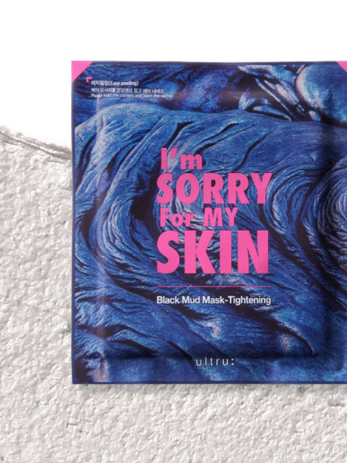 Маска для лица тканевая с черной глиной I'm Sorry For My Skin  Black Mud-Tightening Mask Pack