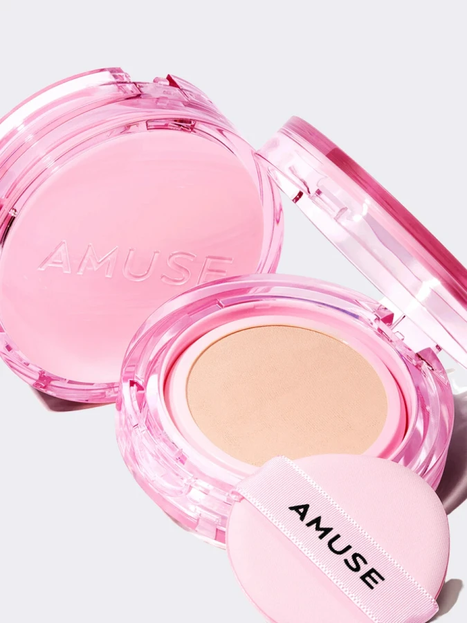 Тональный кушон с сияющим финишем AMUSE Dew Power Vegan Cushion SPF 50+ PA++++ 02 Healthy