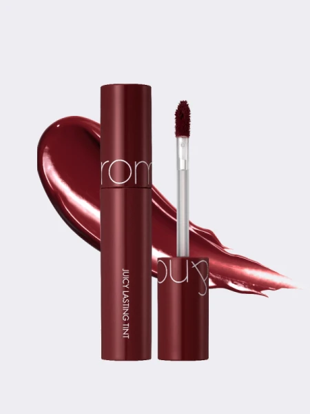 Сочный глянцевый тинт для губ в тёмном гранатовом оттенке rom&nd Juicy Lasting Tint 21 Deep Sangria