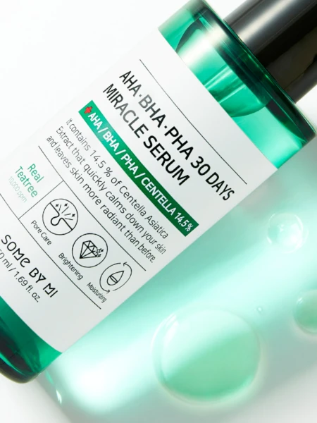 Успокаивающая сыворотка с тремя видами кислот и центеллой Some By Mi AHA BHA PHA 30 Days Miracle Serum Успокаивающая сыворотка с тремя видами кислот и центеллой Some By Mi AHA BHA PHA 30 Days Miracle Serum