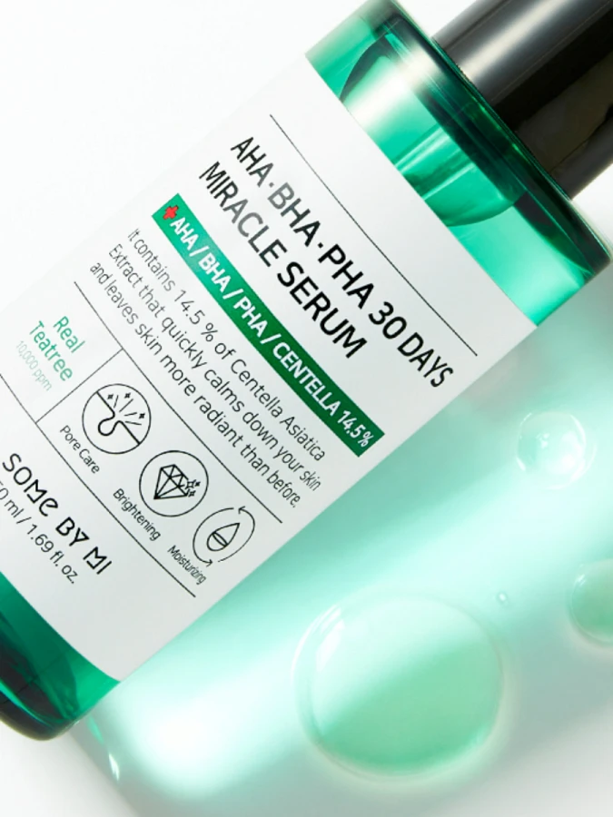 Успокаивающая сыворотка с тремя видами кислот и центеллой Some By Mi AHA BHA PHA 30 Days Miracle Serum
