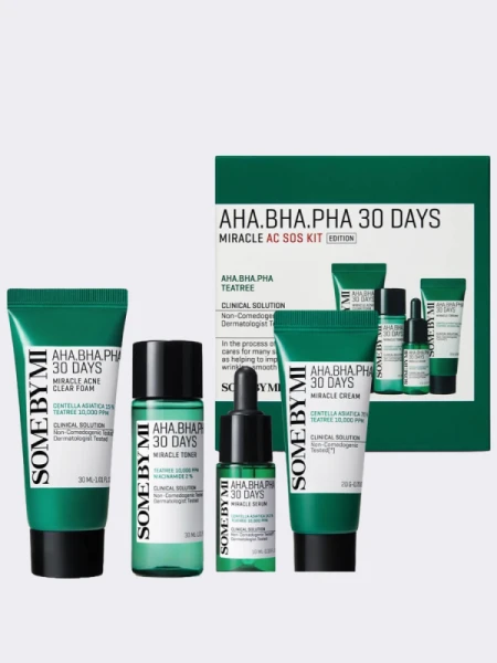 Набор миниатюр с кислотами для проблемной кожи Some By Mi 30 Days Miracle AC SOS Kit AHA-BHA-PHA