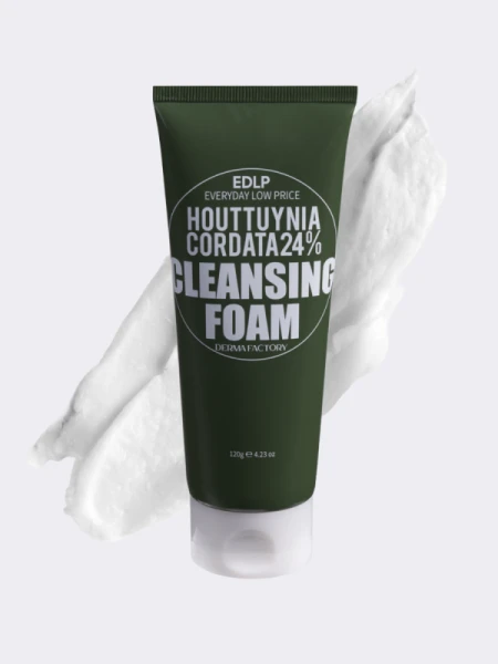 Пенка для умывания с экстрактом хауттюйнии Derma Factory Houttuynia Cordata 24% Cleansing Foam