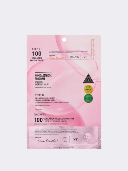 Гидрогелевая укрепляющая маска-бустер со спикулами и коллагеном VT Collagen Reedle Shot 100 2-Step Hydrogel Mask Гидрогелевая укрепляющая маска-бустер со спикулами и коллагеном VT Collagen Reedle Shot 100 2-Step Hydrogel Mask