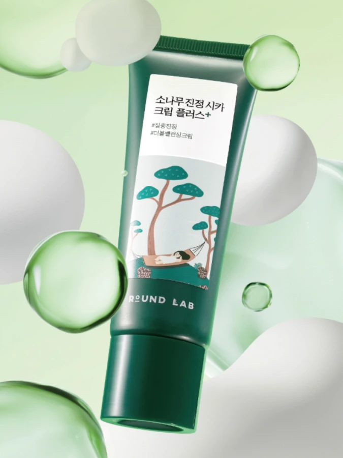 Успокаивающий крем для лица с экстрактом сосны и центеллы Round Lab Pine Calming Cica Cream Plus