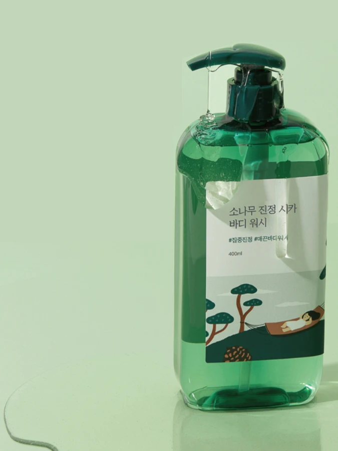 Успокаивающий гель для душа с экстрактом сосны и центеллы Round Lab Pine Calming Cica Body Wash