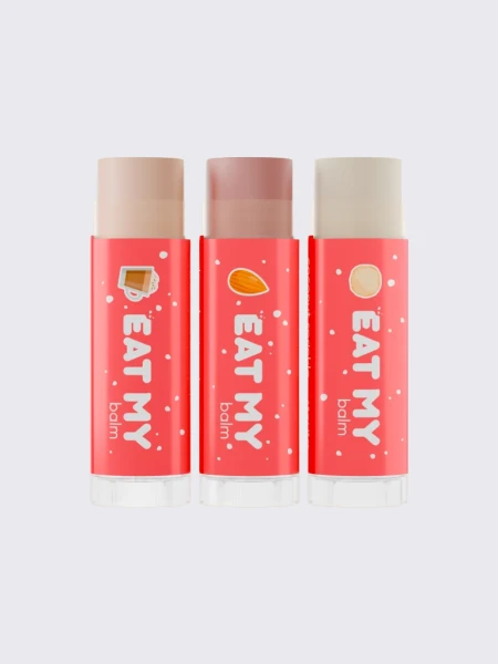 Набор бальзамов для губ с шиммером "Теплые пожелания" EAT MY BALM Holiday Balm Trio