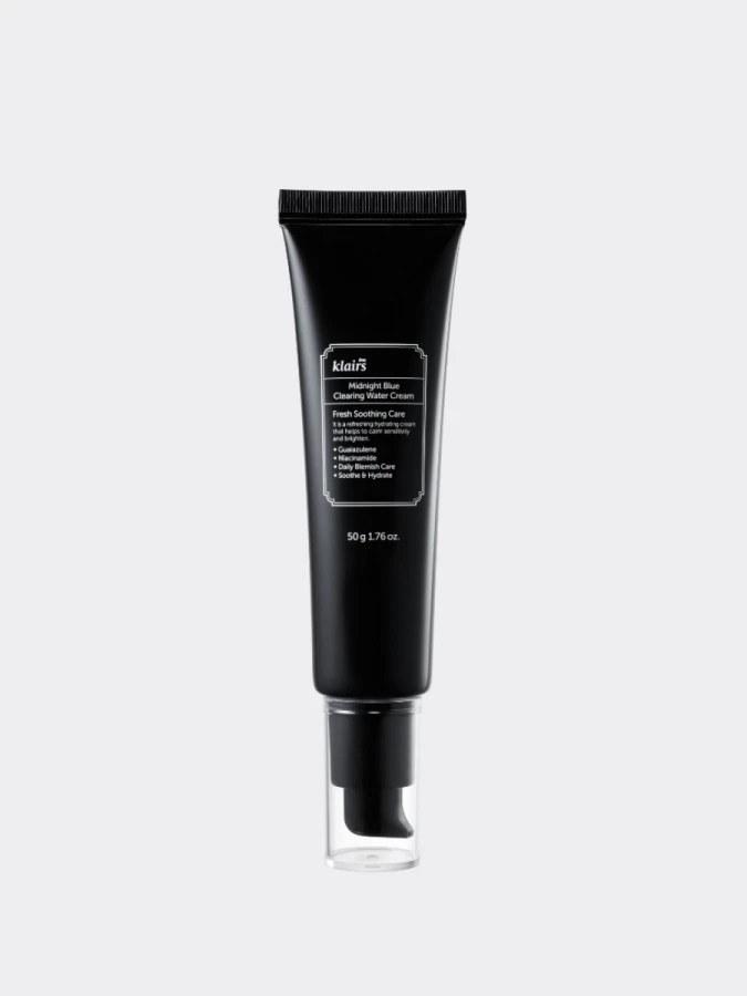 Лёгкий успокаивающий ночной гель-крем с пептидами и гвайазуленом Dear, Klairs Midnight Blue Clearing Water Cream