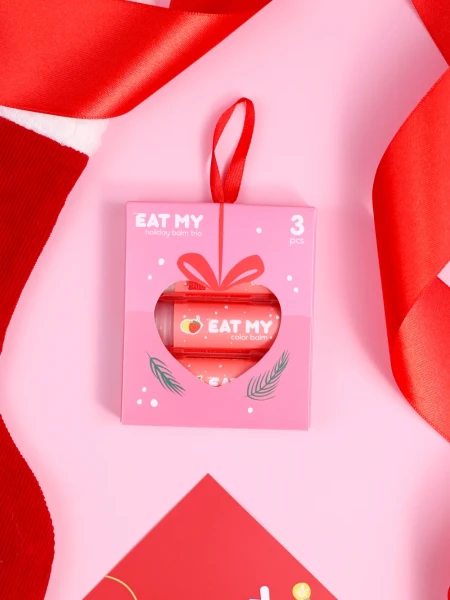 Набор бальзамов для губ с шиммером "Снежная нежность" EAT MY BALM Holiday Balm Trio