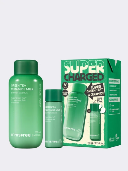 Набор: молочный тонер-эссенция с керамидами + миниатюра innisfree Green Tea Ceramide Milk Barrier Essence Set