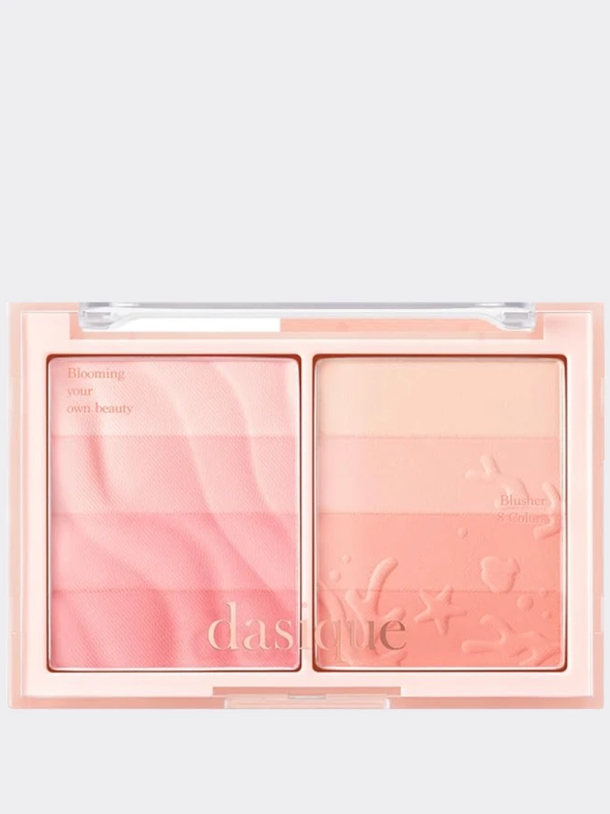 Двойная палетка спрессованных градиентных румян коралловых оттенках Dasique Blending Layer Cheek #01 Summer Coral
