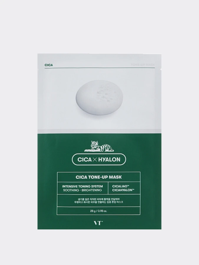 Успокаивающая тканевая маска для яркости тона VT Cosmetics Cica Hyalon Cica Tone UP Mask