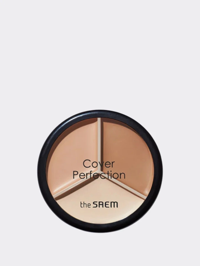 Палетка кремовых корректоров для контуринга The Saem Cover Perfection Triple Pot Concealer 02 Contour Beige