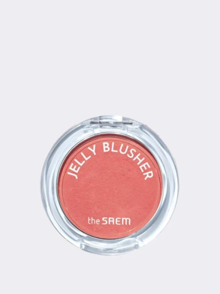 Мягкие румяна с сияющим финишем в персиковом оттенке The Saem Jelly Blusher CR01 Peach Crush