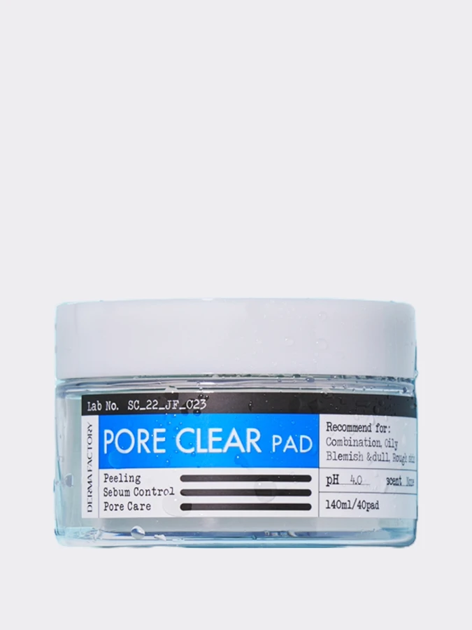 Отшелушивающие тонер-диски для сужения пор с экстрактом алоэ и комплексом кислот Derma Factory Pore Clear Pad