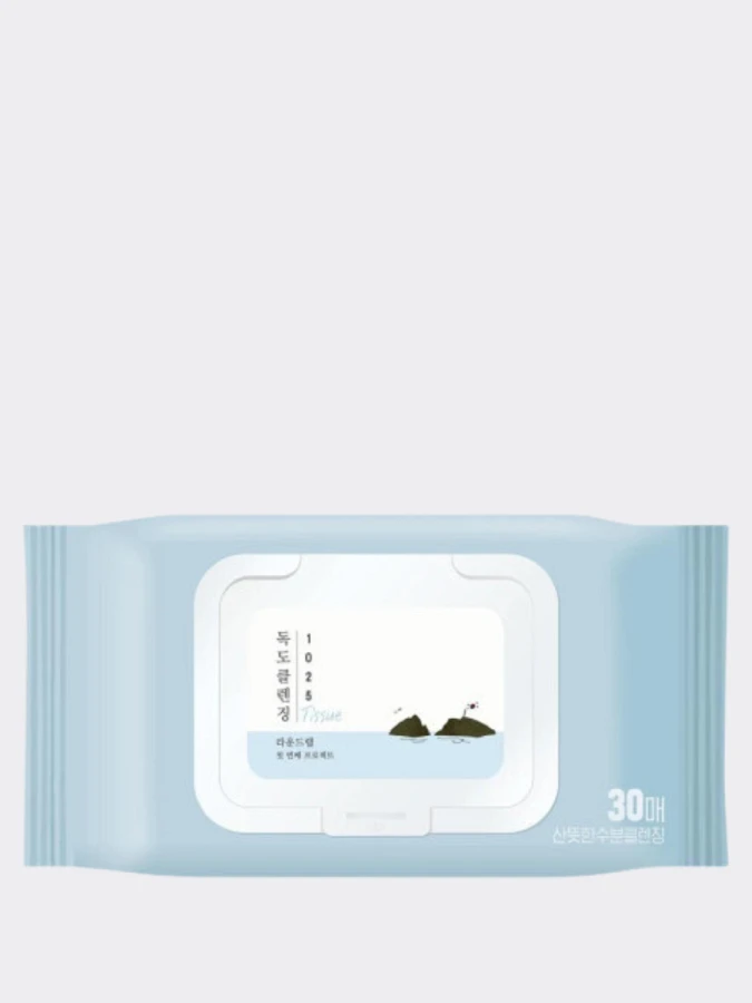 Очищающие салфетки для снятия макияжа с морской водой Round Lab 1025 Dokdo Cleansing Tissue