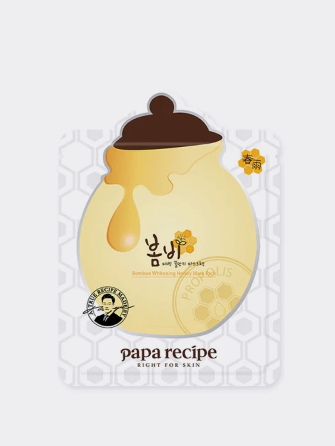 Осветляющая тканевая маска для лица с мёдом и алмазной пудрой Papa Recipe Bombee Whitening Honey Mask Pack