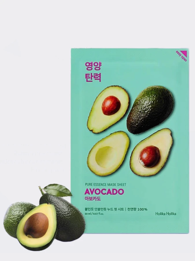 Смягчающая тканевая маска для лица с экстрактом авокадо Holika Holika Pure Essence Mask Sheet Avocado