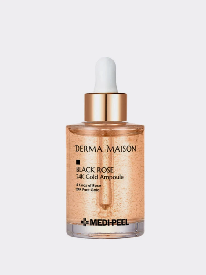 Разглаживающая ампульная сыворотка с экстрактом розы и золотом MEDI-PEEL Derma Maison Black Rose 24K Gold Ampoule