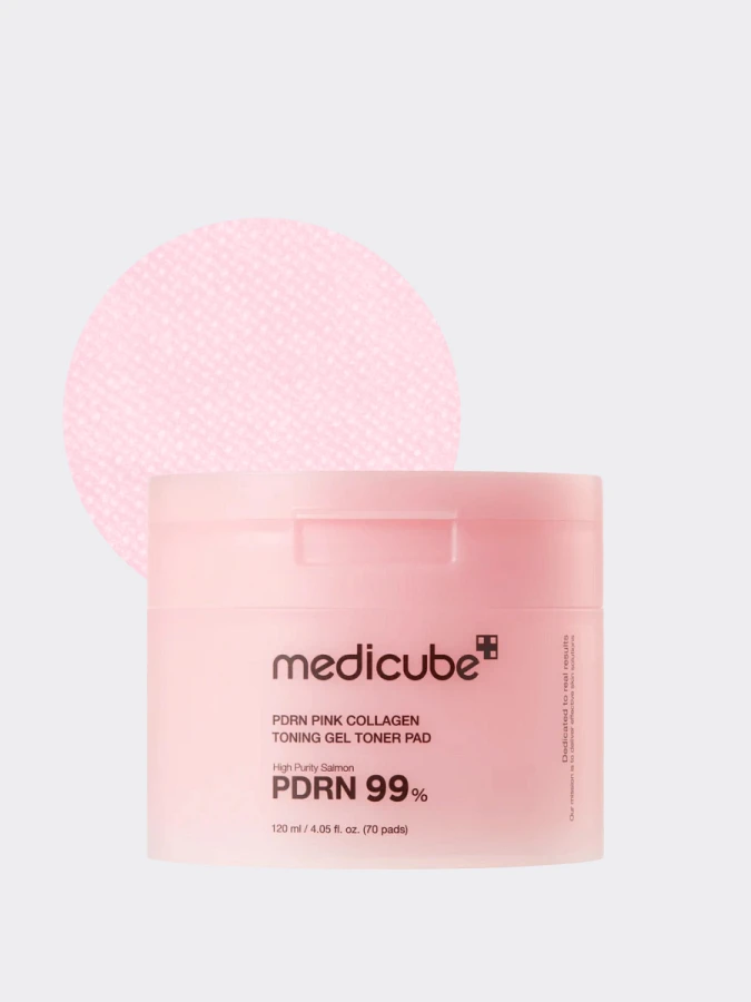 Укрепляющие гелевые тонер-диски с коллагеном и ПДРН Medicube PDRN Pink Collagen Toning Gel Toner Pad