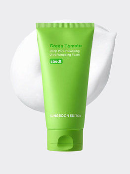 Мягкая пенка для умывания с экстрактом зелёного томата Sungboon Editor Green Tomato Deep Pore Cleansing Ultra Whipping Foam