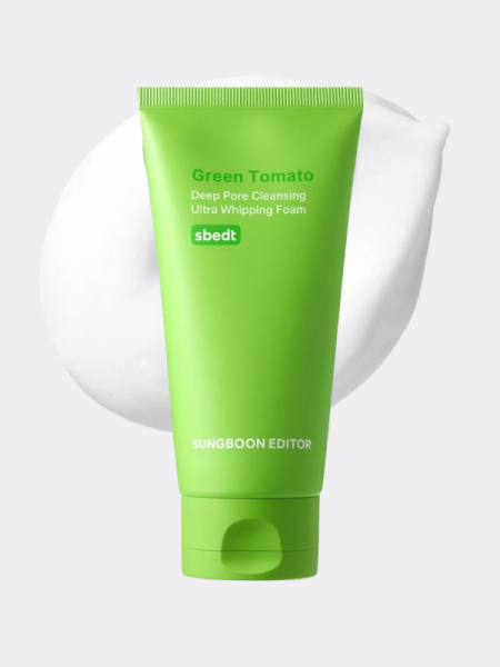 Мягкая пенка для умывания с экстрактом зелёного томата Sungboon Editor Green Tomato Deep Pore Cleansing Ultra Whipping Foam