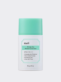 Лёгкий минеральный солнцезащитный крем Dear, Klairs All-day Airy Mineral Sunscreen SPF50 PA++++